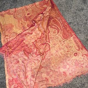 Red/orange patterned scarf/wrap/belt/purse accessory